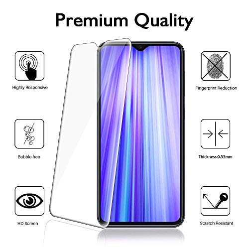 [2 Pack] Protector de Pantalla para Xiaomi Redmi Note 8 Pro, Cristal Templado [2.5D Borde Redondo] [9H Dureza] [Alta Definicion] [0.33mm] Screen Guard Tempered Glass Película Protectora Sin Burbujas