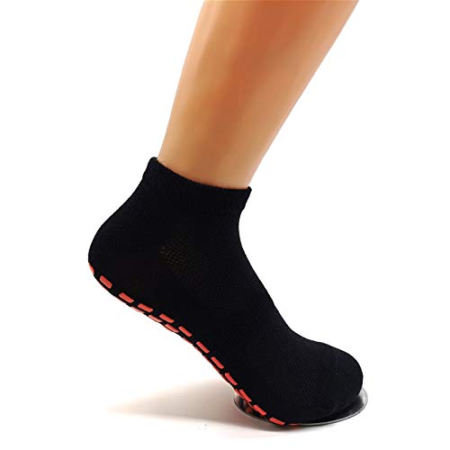 2 Pares Calcetines de trampolín Calcetines Antideslizantes para Hombre Mujer Algodón Transpirable Calcetines Deportivos para Pilates Yoga Fitness Gimnasia (negro y gris)