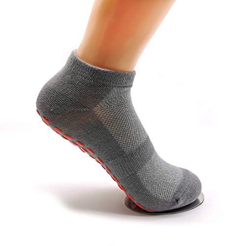 2 Pares Calcetines de trampolín Calcetines Antideslizantes para Hombre Mujer Algodón Transpirable Calcetines Deportivos para Pilates Yoga Fitness Gimnasia (negro y gris)