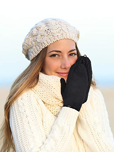 2 Pares de Guantes sin Dedos de Mujeres Manoplas Convertibles de Invierno Guantes de Punto de Mitad de Dedos co Tapa (Negro, Gris) 2 Pares de Guantes sin Dedos de Mujeres Manoplas Convertibles de Invierno Guantes de Punto de Mitad de Dedos co Tapa (Negro, Gris)