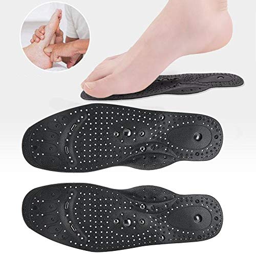 2 pares de plantillas de imán unisex Masaje transpirable para la suela del pie Almohadilla para los pies (L) Absorción de choque Alivio del dolor Fascitis plantar Plantillas con imán