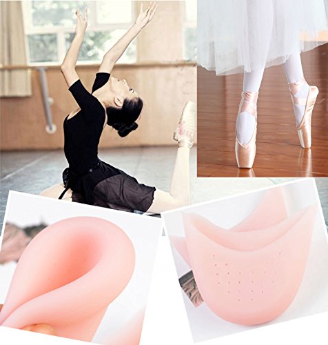 2 pares de protectores de puntas hechos de gel de silicona para ballet. Con agujero transpirable