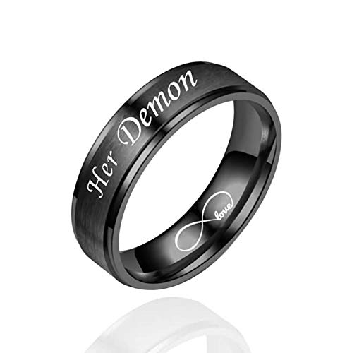2 PCS Anillos de Pareja de Acero Grabado Amor Infinito Her Demon y His Angel Oro Rosa Negro Oro Rosa Negro Mujer Talla 17 + Hombre Talla 22 2 PCS Anillos de Pareja de Acero Grabado Amor Infinito Her Demon y His Angel Oro Rosa Negro Oro Rosa Negro Mujer Talla 17 + Hombre Talla 22