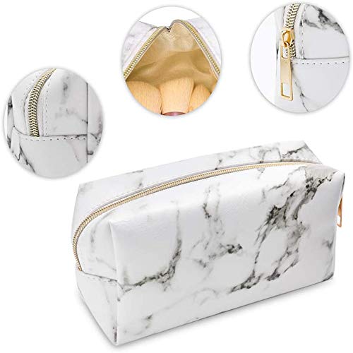 2 PiezaBolsa de Maquillaje de Mármol, Bolsa de Cosméticos, Bolsa de Almacenamiento de Viaje, Bolso Portátil del Lavado del Viaje, Bolso cosmético de la PU Gran Capacidad del almacenaje