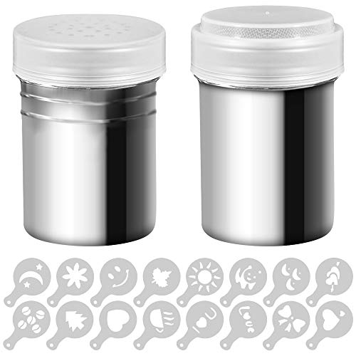 2 piezas Acero inoxidable Dragas y Polvo Criba vibradora con 16 piezas Estampado De Plantillas De Moldes, Senhai sal Pimienta Cacao Canela Poder para la cocina Horneando Cocina 2 piezas Acero inoxidable Dragas y Polvo Criba vibradora con 16 piezas Estampado De Plantillas De Moldes, Senhai sal Pimienta Cacao Canela Poder para la cocina Horneando Cocina