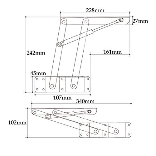 2 Piezas Bisagra Levantar Lift Up Parte Plegable Mesa par Muebles Accesorios Mesa de Café (Negro)