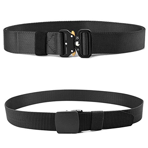 2 Piezas Cinturon Hombre Tactico Militar Correa de Nylon Ajustable Lona Hebilla Plástica y Hebilla Metal 2 Piezas Cinturon Hombre Tactico Militar Correa de Nylon Ajustable Lona Hebilla Plástica y Hebilla Metal