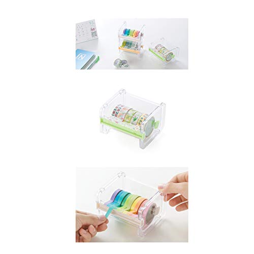 2 Piezas Dispensador de Cinta Adhesiva de Escritorio, Dispensador de Cinta Washi Tape, Organizador de Soporte de Cinta en Rollo, Amarillo, Verde, Bricolaje, Rollos de Cinta, No Incluye Cinta