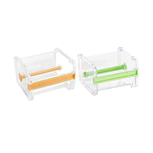 2 Piezas Dispensador de Cinta Adhesiva de Escritorio, Dispensador de Cinta Washi Tape, Organizador de Soporte de Cinta en Rollo, Amarillo, Verde, Bricolaje, Rollos de Cinta, No Incluye Cinta