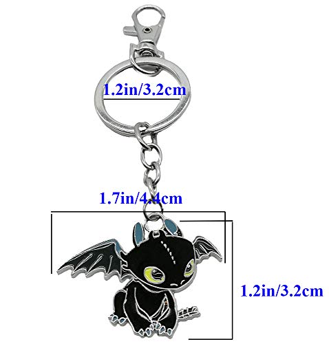 2 Piezas Llavero para Parejas en Forma Dragón Amante Llavero Colgante Toothless de Aleación Llavero Novios Novias Keychain Metal para Amantes del Día de San Valentín y Aniversario (Negro + Blanco)