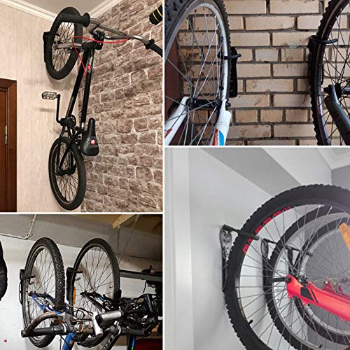 2 Piezas Negro Soportes de Bicicleta Giratorios para Montaje en Pared Duradero Prueba de Herrumbre, para Sótano, Garaje, Balcón, Pasillo, Escuela, Oficina, Club, Tienda etc—Máximo 30 kg, con Tornillos