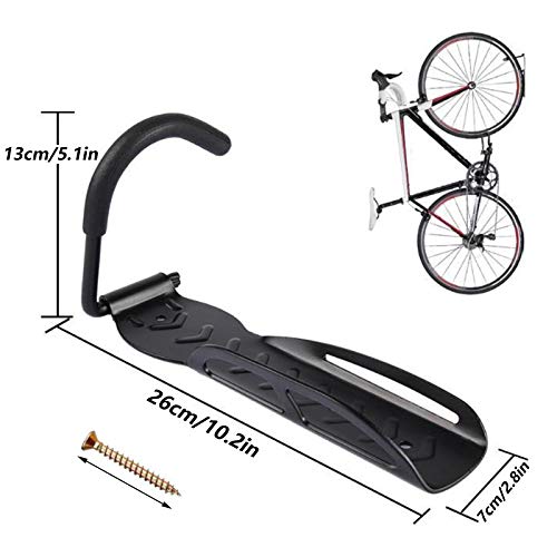 2 Piezas Negro Soportes de Bicicleta Giratorios para Montaje en Pared Duradero Prueba de Herrumbre, para Sótano, Garaje, Balcón, Pasillo, Escuela, Oficina, Club, Tienda etc—Máximo 30 kg, con Tornillos