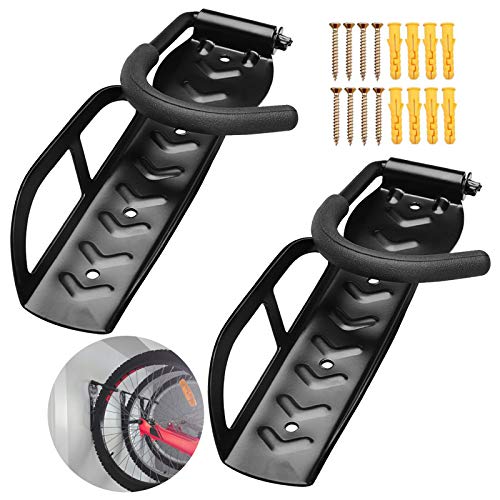 2 Piezas Negro Soportes de Bicicleta Giratorios para Montaje en Pared Duradero Prueba de Herrumbre, para Sótano, Garaje, Balcón, Pasillo, Escuela, Oficina, Club, Tienda etc—Máximo 30 kg, con Tornillos