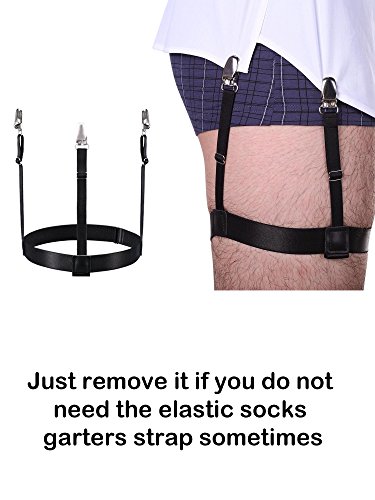 2 Piezas Tirante de Camisa de Hombres Liga de Camisa Desmontable Elástica Ajustable con Clips Antideslizantes para Traje, Vestido o Uniforme (Negro)