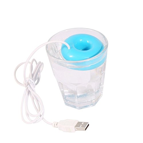 2 Piezas USB Donuts Humidificador Aire Más Fresco Flotadores Ultrasonidos Mist Blue + White