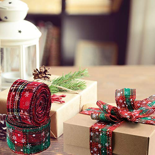 2 rollos 6m Cinta de Navidad con Borde de Alambre Arpillera a cuadros Cinta Cinta de envoltura navideña Cinta de tartán con borde Cinta de copo de nieve verde rojo Cintas para manualidades 6.3cm 2 rollos 6m Cinta de Navidad con Borde de Alambre Arpillera a cuadros Cinta Cinta de envoltura navideña Cinta de tartán con borde Cinta de copo de nieve verde rojo Cintas para manualidades 6.3cm
