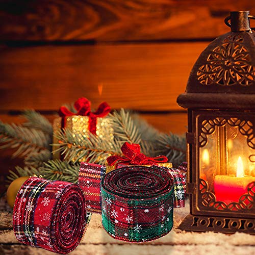 2 rollos 6m Cinta de Navidad con Borde de Alambre Arpillera a cuadros Cinta Cinta de envoltura navideña Cinta de tartán con borde Cinta de copo de nieve verde rojo Cintas para manualidades 6.3cm 2 rollos 6m Cinta de Navidad con Borde de Alambre Arpillera a cuadros Cinta Cinta de envoltura navideña Cinta de tartán con borde Cinta de copo de nieve verde rojo Cintas para manualidades 6.3cm