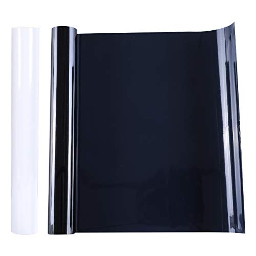2 Rollos de Vinilo de Transferencia de Calor de 12 Pulgadas x 5 pies de Hierro Adhesivo Imprimible para Camisetas Artesanales Decoración de Tela para Silhouette Cameo (Blanco + Negro)