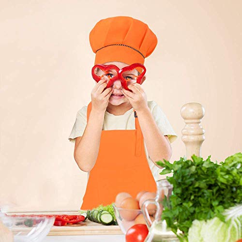 2 Set Delantal Para Niños, Niños Delantal y Gorro de Cocinero y Mangas de Cocina Juego de Chef para Cocinar Hornear Pintar Artesanía (3-6 Años)