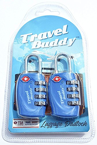 2 x TSA Candado de seguridad – 4-dial combinación de viaje maleta de equipaje bloqueo de código (AZUL) – Garantía de por vida
