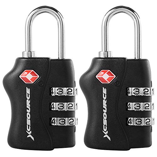 2 X TSA - Security Padlock Candados De Seguridad - Combinación De 3 Dígitos para Maleta De Viaje/Bolsa De Viaje/Cerraduras De Equipaje/Archivadores/Caja de Herramientas/Lockers XC303