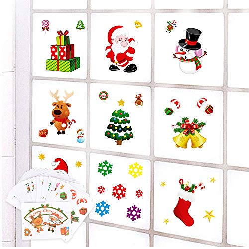 20 Hojas Pegatinas Navidad Vinilos Stickers Navideños Decorativos Ventanas Escaparates Cristal Decoración PVC sin Adhesivo