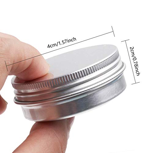 20 Pcs 15 ml, tarros vacíos de Aluminio Plateado, Recipiente de cosmética para muestras de bálsamos labiales o cosméticos, Cierre de Rosca