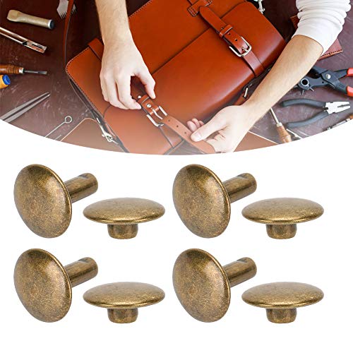 200 juegos de remaches de cuero de remache de doble tapa Espárragos de metal tubulares para reparaciones artesanales de cuero Bolsas Cinturones Sombrero Zapatos Costura Decoración 10x10mm(Bronce)