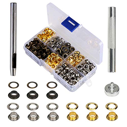 200 Kit de herramientas de ojetes de MEZOOM del los ojales 1/4 Pulgada interior y 10mm exterior para manualidad o ropa