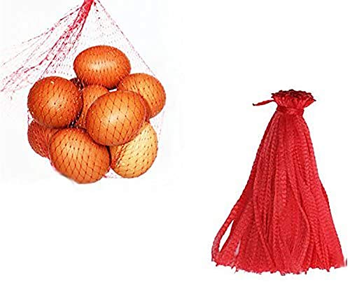 200 piezas Bolsa de productos de malla, bolsa de red reutilizable, juguetes de nailon, frutas y verduras, bolsas de polietileno para almacenamiento con cordón (30CM)