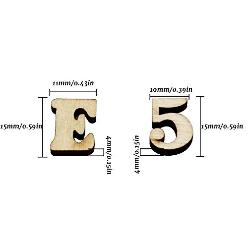 200 piezas Letras de Madera y Números de Madera Dylan-EU Alfabeto de Madera - Letras Mayúsculas 15 mm para Bodas Decoraciones de Cumpleaños Educación Juegos Infantiles DIY