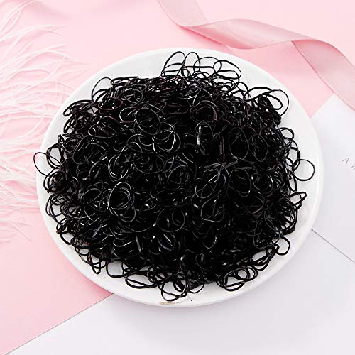 2000 Mini Gomas de Pelo Coletero Elástico Banda de Pelo Suave Negro para Pelo de Niñas, Dreadlocks Pequeños, Peinado de Boda y Más