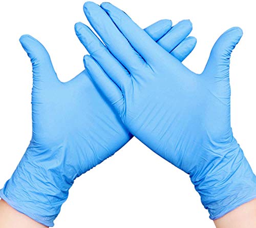 200pcs Nitrilo Guantes Desechables Polvo Guantes Libres De Látex, Dispensador Pack Cocina Universal/Lavavajillas/Trabajo/Goma/Guantes de Jardín (M, Azul)