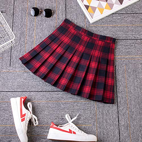 2020 Mujeres Preppy Estilo Harajuku Cintura Alta Una Línea De Estilo Coreano Cuadros Mini Faldas Cortas Mujer Niñas Kawaii Danza Plisada Falda - - X-Small