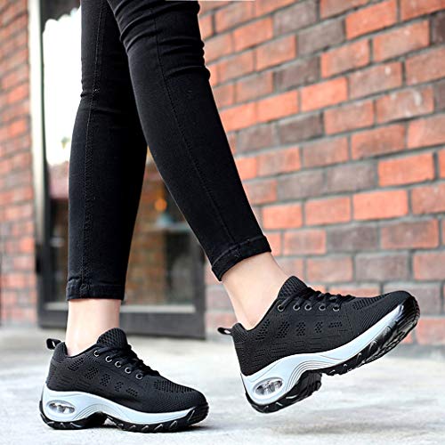 2020 Zapatos cuña Mujer Zapatillas de Deportivas Plataforma Mocasines Primavera Verano Planas Ligero Tacon Sneakers Cómodos Zapatos para Mujer Negro Gris Blanco