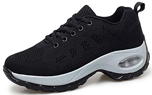 2020 Zapatos cuña Mujer Zapatillas de Deportivas Plataforma Mocasines Primavera Verano Planas Ligero Tacon Sneakers Cómodos Zapatos para Mujer Negro Gris Blanco