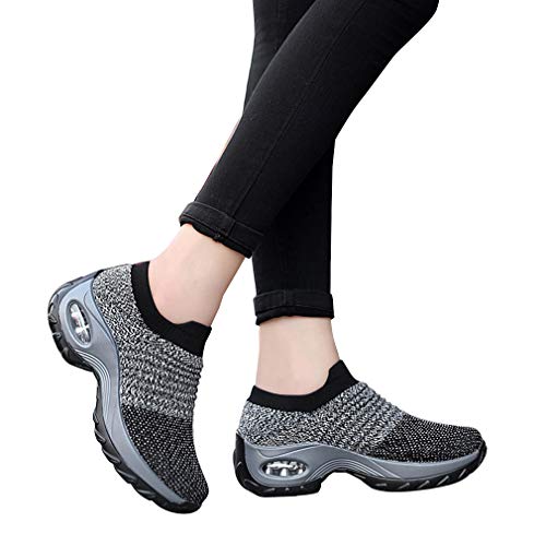 2020 Zapatos cuña Mujer Zapatillas de Deportivas Plataforma Mocasines Primavera Verano Planas Ligero Tacon Sneakers Cómodos Zapatos para Mujer Negro Gris Blanco