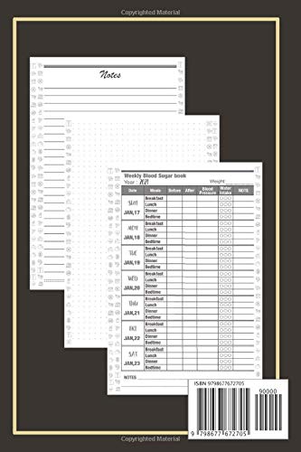 2021-2022 Blood Sugar and Blood Pressure Logbook: Two years weekly blood glucose log, From January 2021 to December 2022, Plus track water intake and weight (2 Years, 6x9 Inches for Holiday Gift)