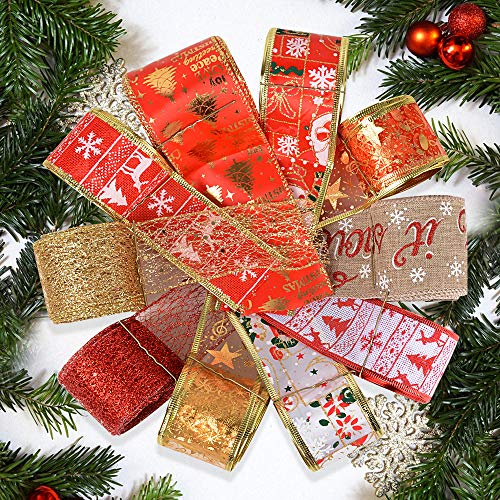 20metros 2mx10rollo Cintas Navidad Decoración Arbol Navidad Embalaje Regalo Hogar DIY Manualidades Lazos Adornos Navideños