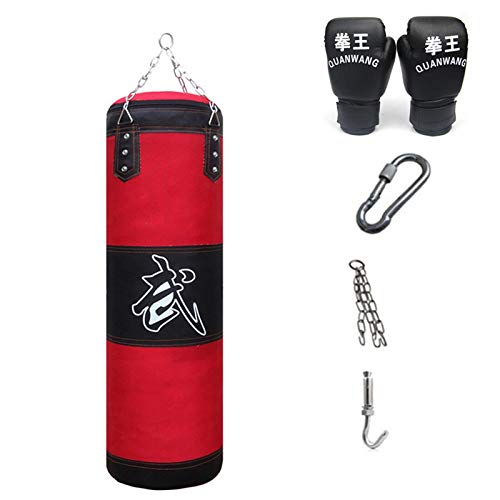 21Grams Saco de Boxeo Kit de Saco de Boxeo con Cadenas Extraíbles, Guantes para Boxeo, Percha para Entrenamiento de Boxeo Sanda Muay Thai Karate Artes Marciales Taekwondo UFC Kickboxing MMA (100CM)