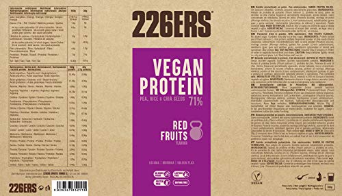 226ERS Vegan Protein, Proteina en Polvo, Vegana, Sin Gluten y Sin Lactosa, Frutos Rojos - 700 gr