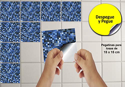 24 Azul PEGATINAS lisas para pegar sobre azulejos cuadrados de 15cm en cocina baños Directamente de TILE STYLE DECALS sin intermediarios resistentes al agua y aceite