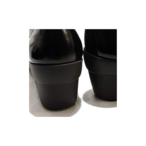 24 Horas 22627 - Zapatos Mocasines de Mujer con Cuña Alta En Piel Negra de Diferentes Texturas y Brillos - 37, Negre 24 Horas 22627 - Zapatos Mocasines de Mujer con Cuña Alta En Piel Negra de Diferentes Texturas y Brillos - 37, Negre