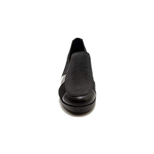 24 Horas 22627 - Zapatos Mocasines de Mujer con Cuña Alta En Piel Negra de Diferentes Texturas y Brillos - 37, Negre 24 Horas 22627 - Zapatos Mocasines de Mujer con Cuña Alta En Piel Negra de Diferentes Texturas y Brillos - 37, Negre