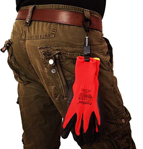 24 pares de guantes de trabajo recubiertos y porta clip para guantes FUZZIO® (L - 9, Rojo) 24 pares de guantes de trabajo recubiertos y porta clip para guantes FUZZIO® (L - 9, Rojo)