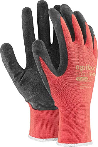 24 pares Nuevo con revestimiento de látex guantes de trabajo duradero de seguridad Jardín Grip Builders, L - 9, negro / rojo, 60
