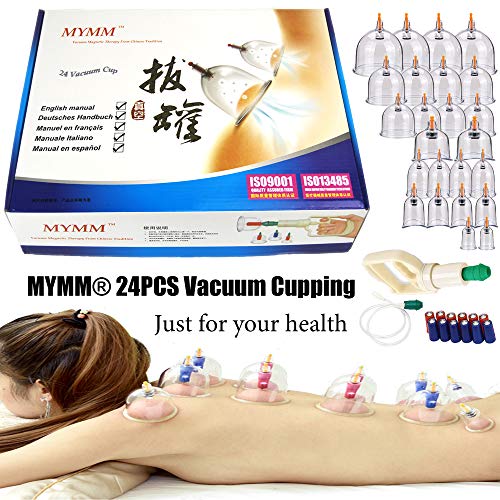 24 x ventosas, Ahuecamiento, Tratamiento Ventosas Masaje, Terapia biomagnética Tradicional China Cupping Set Hogar Sacar Vacío Cupping Kit/Chino Masaje Medical Hijama Set Succión Acupuntura