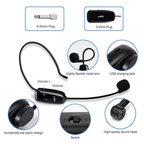 2.4G Micrófono Inalámbrico, HyAdierTech Transmisión Inalámbrica Estable, Micrófono Altavoz Auricular y de Mano 2 En 1 para Amplificador de Voz, para Ayuda Turístico, Rendimiento, Discurso 2.4G Micrófono Inalámbrico, HyAdierTech Transmisión Inalámbrica Estable, Micrófono Altavoz Auricular y de Mano 2 En 1 para Amplificador de Voz, para Ayuda Turístico, Rendimiento, Discurso