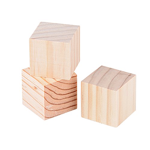 24pcs 4x4x4cm Cubos Madera Bloques Cuadrados para Manualidades Diy Artesanía Pintar Decoración