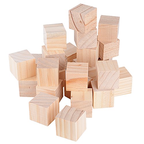 24pcs 4x4x4cm Cubos Madera Bloques Cuadrados para Manualidades Diy Artesanía Pintar Decoración